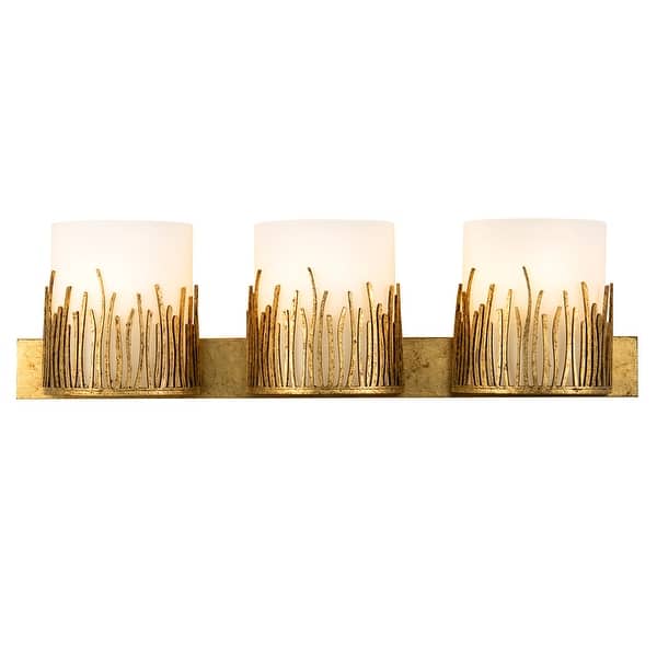 slide 1 of 3, Sawgrass 3 Light Vanity in Distressed Gold