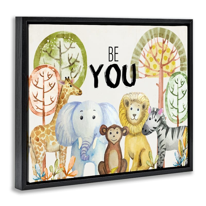 Stupell Be You Jungle Animals Framed Floater Canvas Wall Art Design By Kim Allen