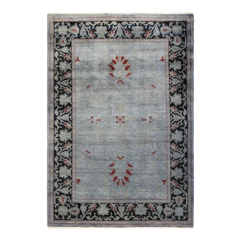 Vibrance, One-of-a-Kind Hand-Knotted Area Rug - Gray, 4' 1" x 5' 10" - 4' 1" x 5' 10"