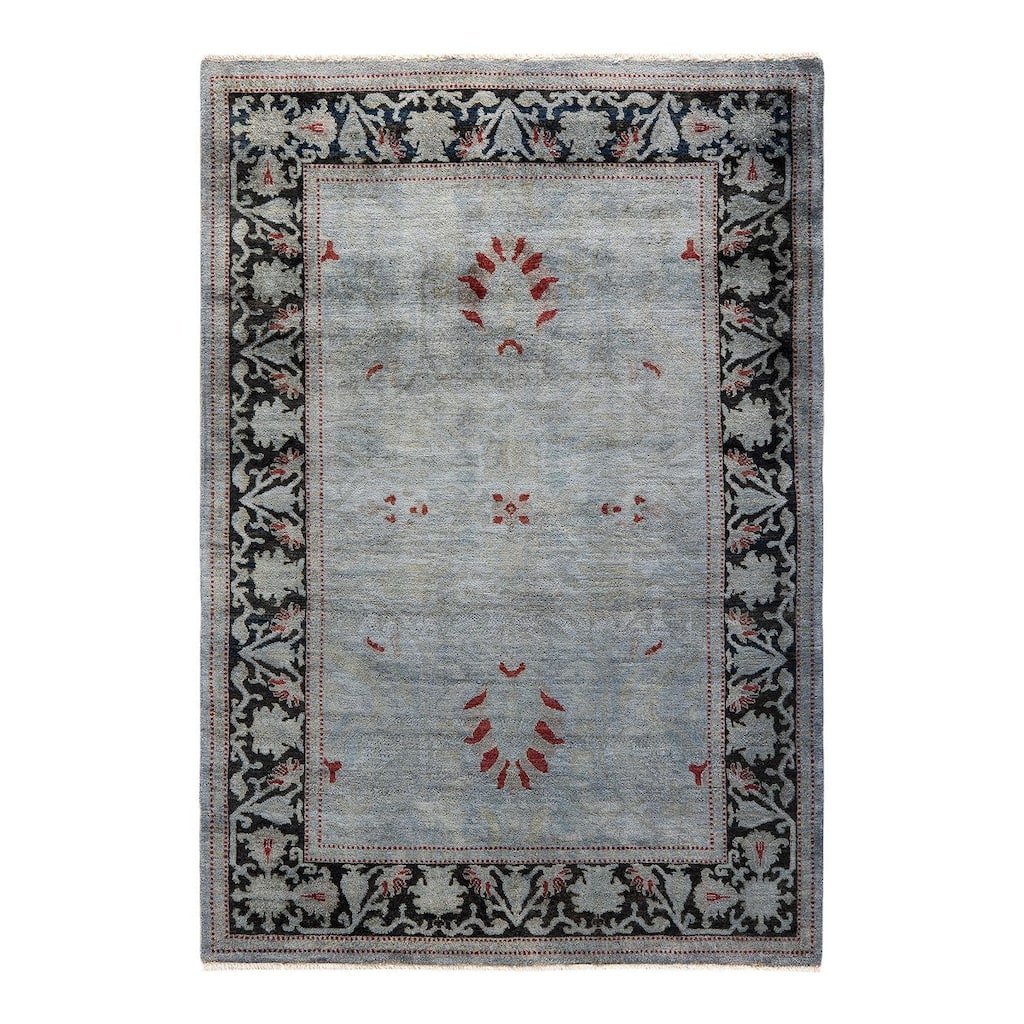 Vibrance, One-of-a-Kind Hand-Knotted Area Rug - Gray, 4' 1" x 5' 10" - 4' 1" x 5' 10"