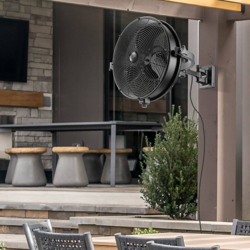 20" Honeywell Matte Black Outdoor Wet-Rated Wall Fan with Remote Control - 20 Inches