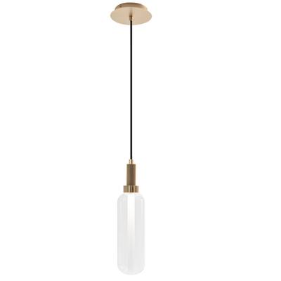 VidaLite Modern 10W LED Cylinder Pendant Light, Single Bulb Glass Fixture, 3000K Adjustable Light, 700 Lumens, Opal Gold