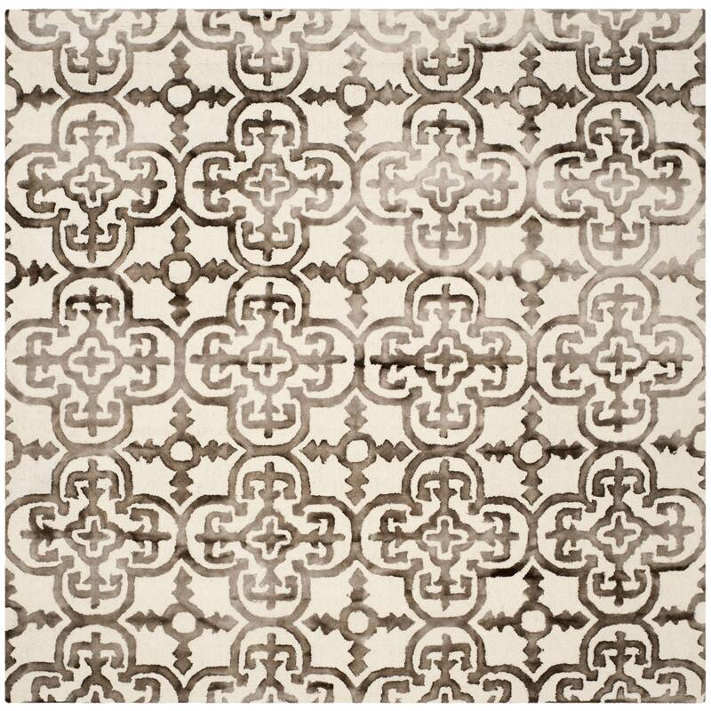 SAFAVIEH Handmade Dip Dye Reintraut Watercolor Vintage Boho Wool - 7' x 7' Square - Ivory/Brown - Square/Runner