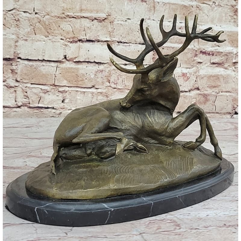 Trophy Bronze Antelope Buck Sculpture Statue Marble Base Figure Figurine Hotcast