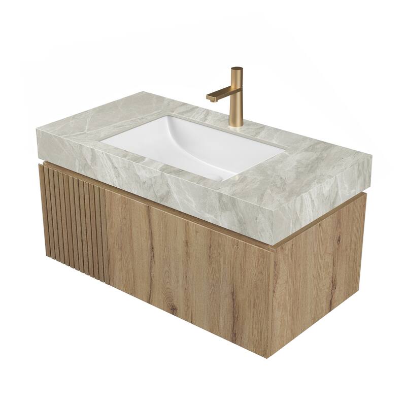 36" Roma Travertine-Pattern Countertop with Basin, NO Cabinet, NO Faucet and Sink Cover