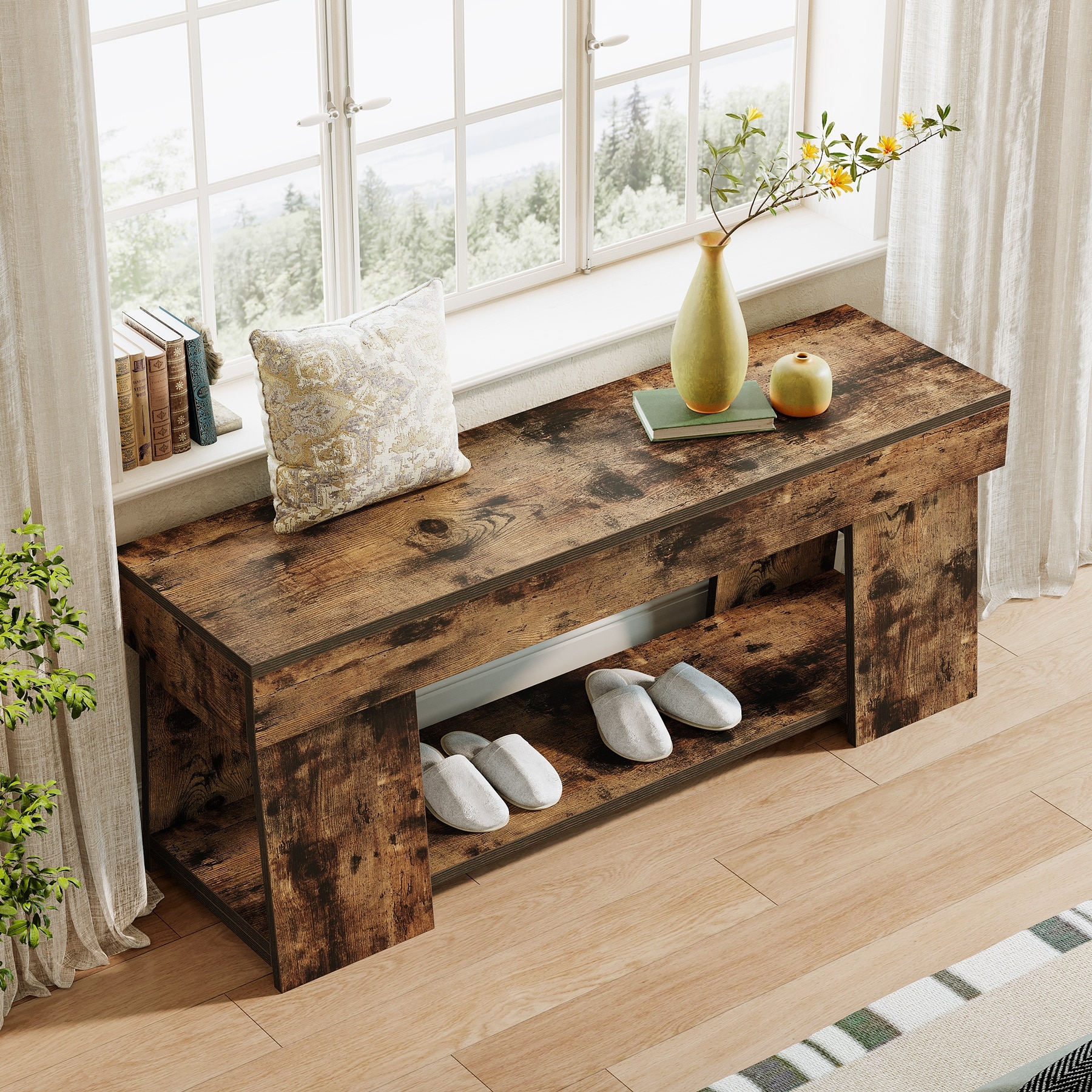 Wood Shoe Entrance Bench Shoe Storage Shoe Bench Seat Industrial