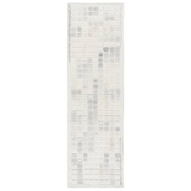SAFAVIEH Handmade Ebony Rolande Wool Rug - 2'3" x 8' Runner - Ivory/Grey