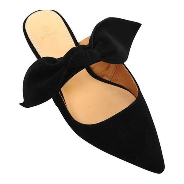 black pointed toe mules