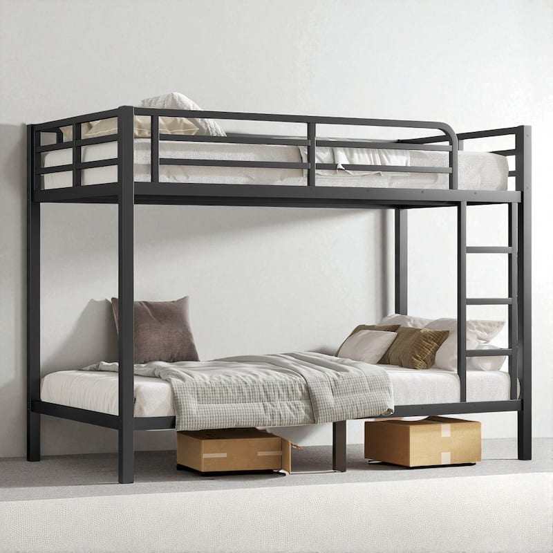 Full over Full/Twin XL over Twin XL Metal Bunk Bed for Teens and Adults, Space-Saving, Noise-Free, No Box Spring Needed