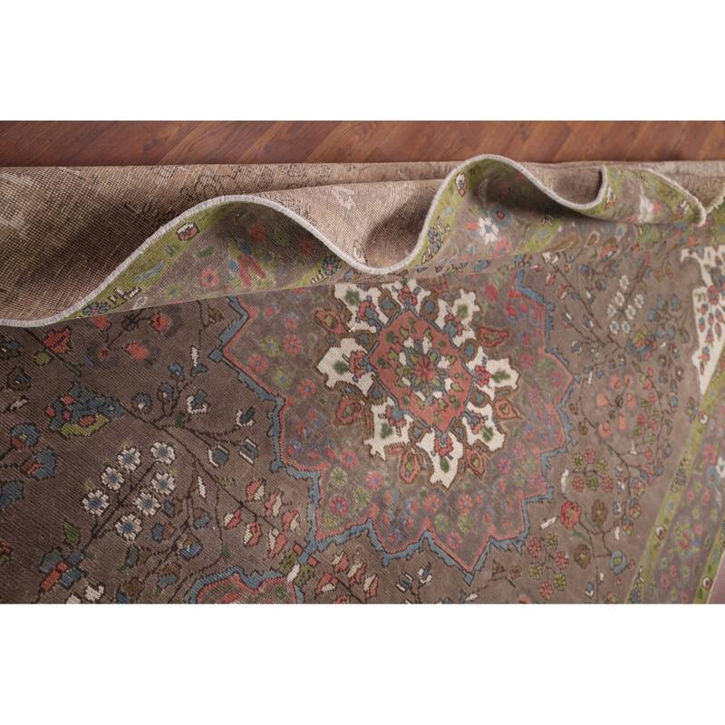 Brown Tabriz Persian Vintage Rug Handmade Traditional Wool Carpet - 6'6"x 9'8"