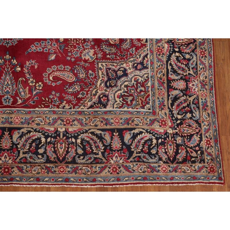 Vegetable Dye Yazd Persian Antique Area Rug Handmade Wool Carpet - 7'10"x 11'10"