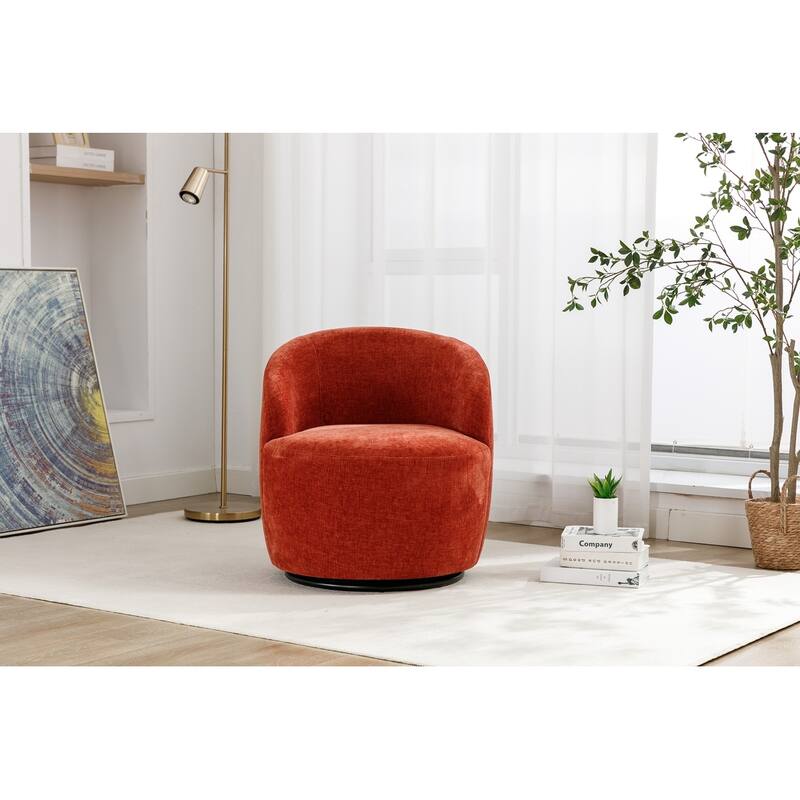 Chenille Fabric Swivel Accent Armchair Barrel Chair
