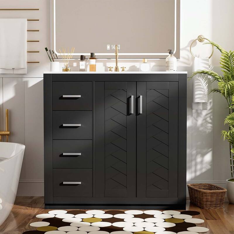 Freestanding Vanity Set with 3 Drawers& Soft Closing Doors