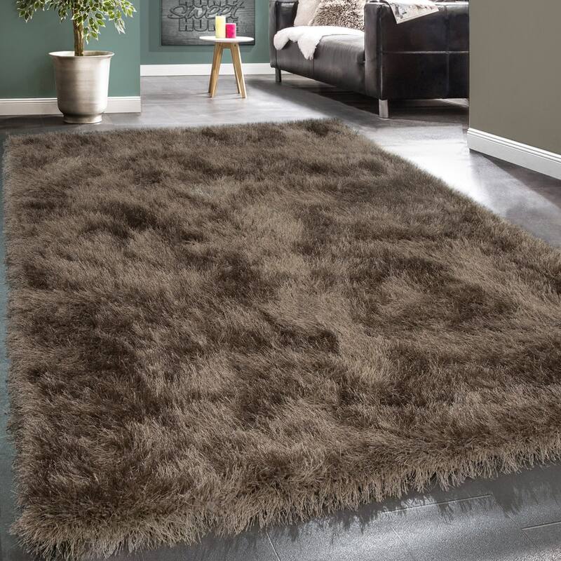 Soft Shag Rug For Bedroom & Living-Room Glossy Yarn - 3'11" x 5'7" - Beige