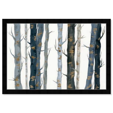 Blue and White Landscape and Nature Trees Contemporary Frame Art Print for Living Room