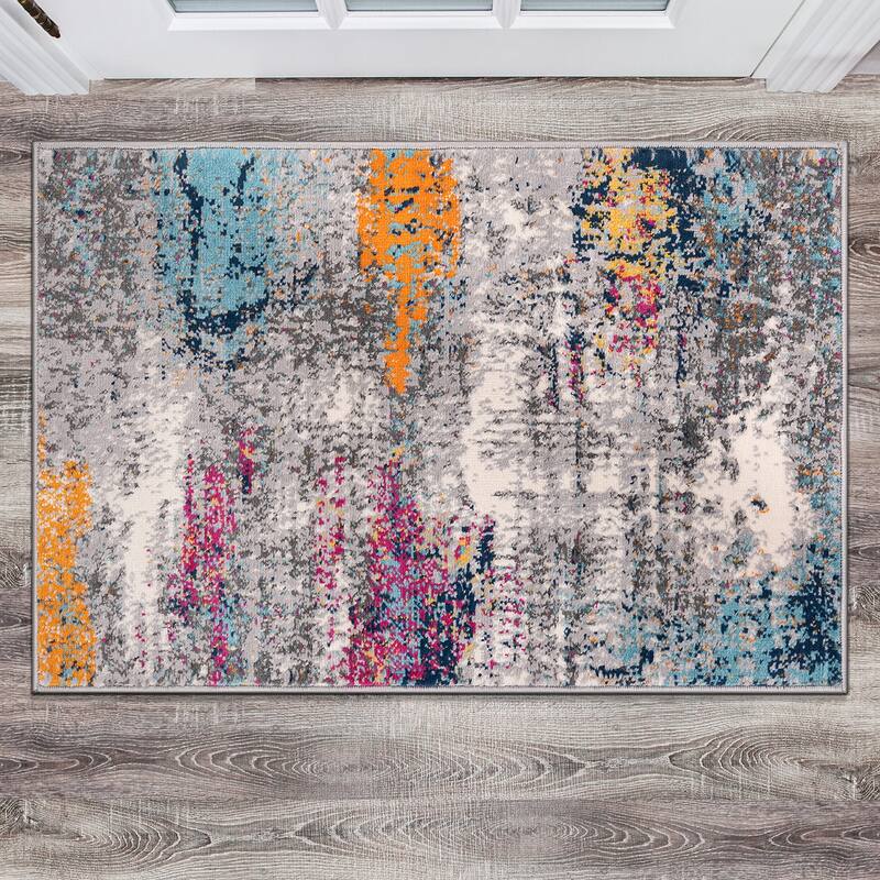 World Rug Gallery Geneva Contemporary Distressed Absract Area Rug