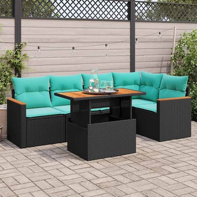 vidaXL Patio Sofa Set with Cushions Outdoor Furniture 6 Piece Poly Rattan