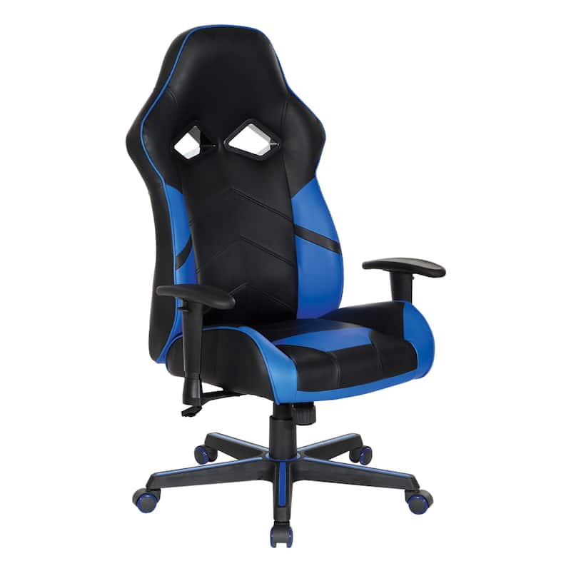 Vapor Gaming Chair in Faux Leather with Color Accents - Blue