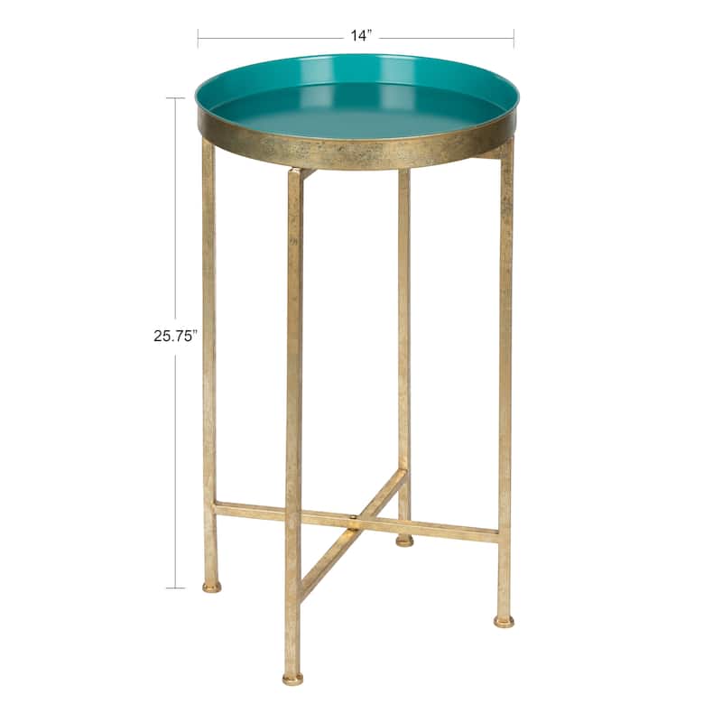 Kate and Laurel Celia Round Foldable Metal Accent Table - 14x14x26