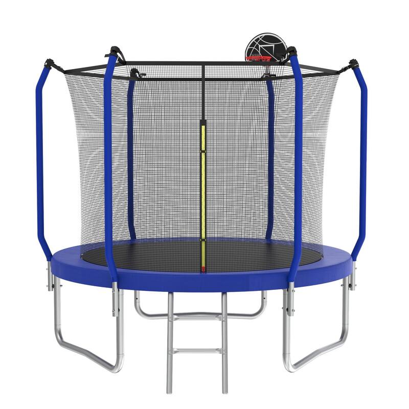 Trampoline with Basketball Hoop, Outdoor Trampoline with Enclosure Net