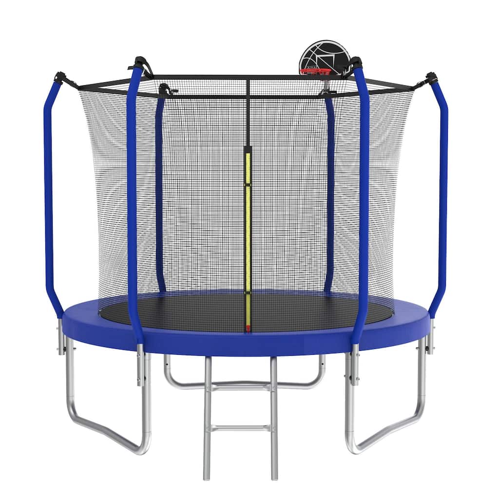 Trampoline with Basketball Hoop, Outdoor Trampoline with Enclosure Net