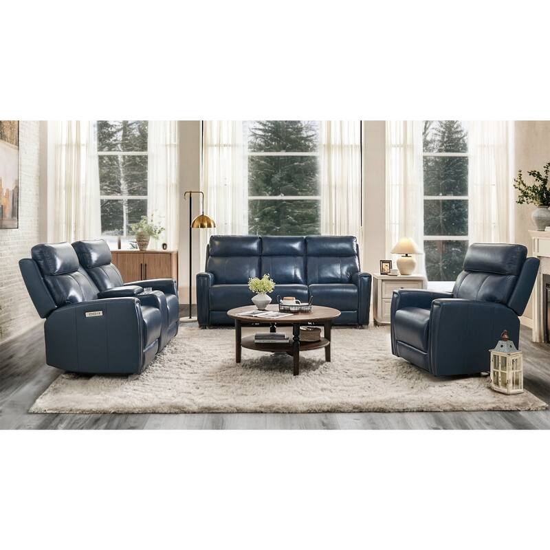 Genuine Leather 3-Piece Power Reclining Sofa Set with Power Headrest and USB&USB-C Port, Zero Gravity