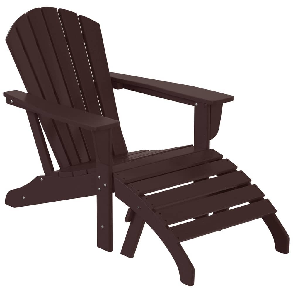 Altura Classic Outdoor Eco-Friendly All Weather Adirondack Chair with Ottoman (2-Piece Set)