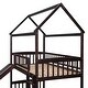 preview thumbnail 24 of 33, Wood Twin Over Twin Bunk Bed with Slide, House Bunk Bed with Roof, Ladder and Safety Guardrails for Bedrooms