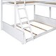 preview thumbnail 15 of 16, Twin over Full Bunk Bed with Desk and Slide,Full-Length Guardrail Twin Size Loft Bed.