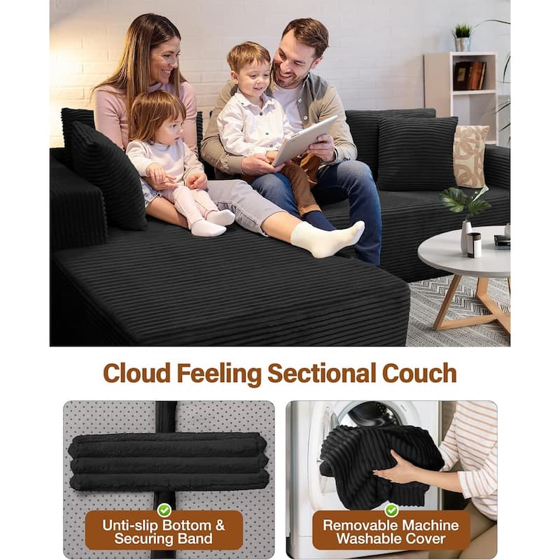 WINSOON 135"x69" Plush Modular Sectional Sofa with Pillows