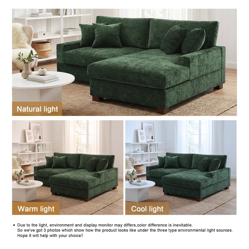 Modern Oversized Chenille Modular Sectional Sofa With Chaise