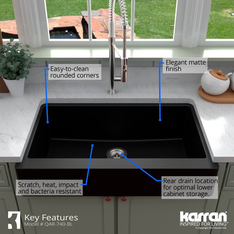 Karran Retrofit Apron Quartz Single Bowl Kitchen Sink
