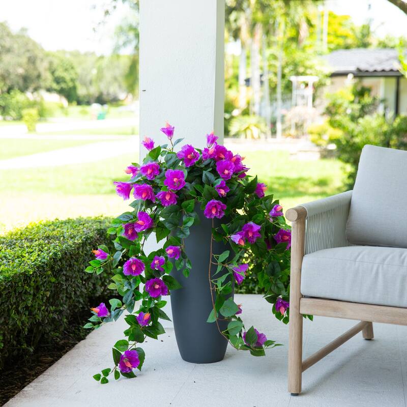 41-in UV Resistant Artificial Hibiscus Hanging Plant - Set of 2