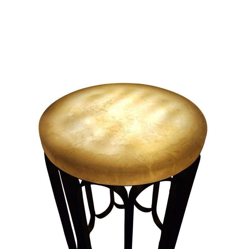 Modern Resin Marble Top and Antique Copper Base SideTable - Stylish Accent Furniture with Illuminated Top