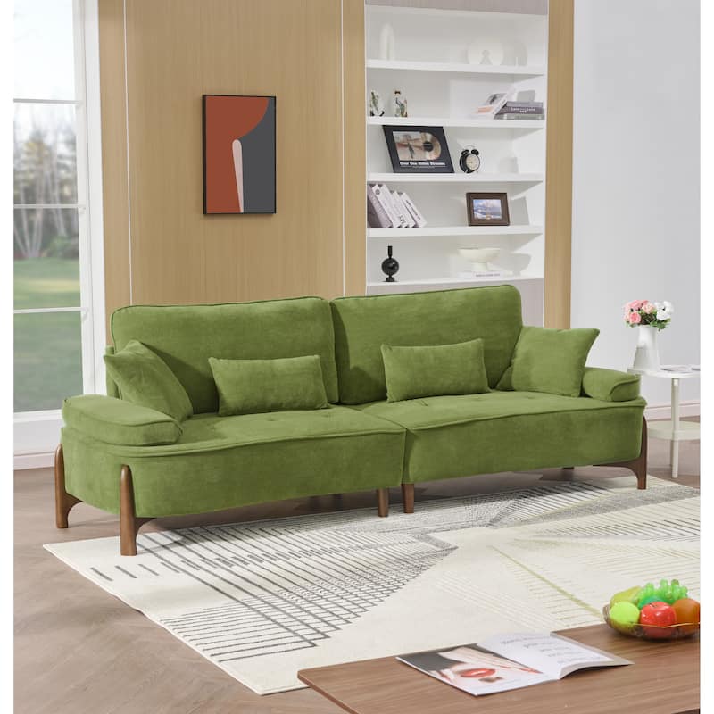 103-inch Green Foam Sofa with Pillows for Multiple Spaces