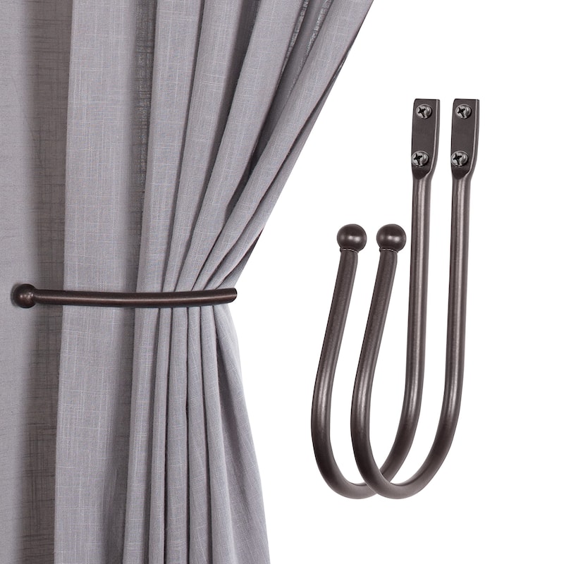 2 Pcs Curtain Holdback for Curtains Wall Mounted Metal Drapery Hook for Door Window Treatment- By Deco Window