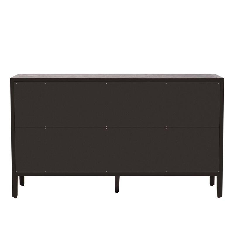 Wood Storage Cabinet with Three Tempered Glass Doors