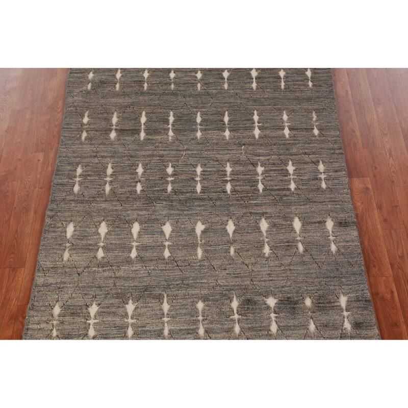 Trellis Gray Gabbeh Oriental Rug Hand-Knotted Wool Carpet - 3'9"x 5'10"