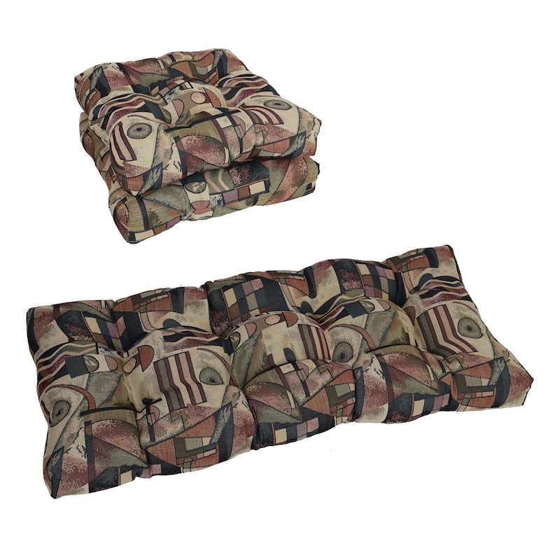 Tufted Tapestry Settee Cushions (Set of 3, Multiple Patterns) - 42 x 19 - Picasso