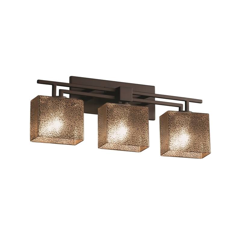 Justice Design Fusion Aero 3-light Dark Bronze Bath Bar, Mercury Rectangle Shade - Dark Bronze, Mercury Glass
