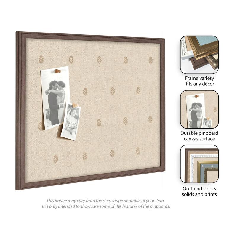 Kate and Laurel Pinboard Beige Botanical Block Print