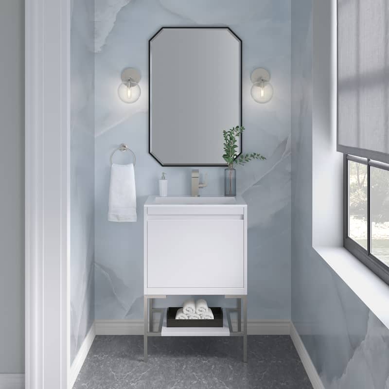 James Martin Vanities Mantova 23.6" Single Vanity Cabinet, Glossy White