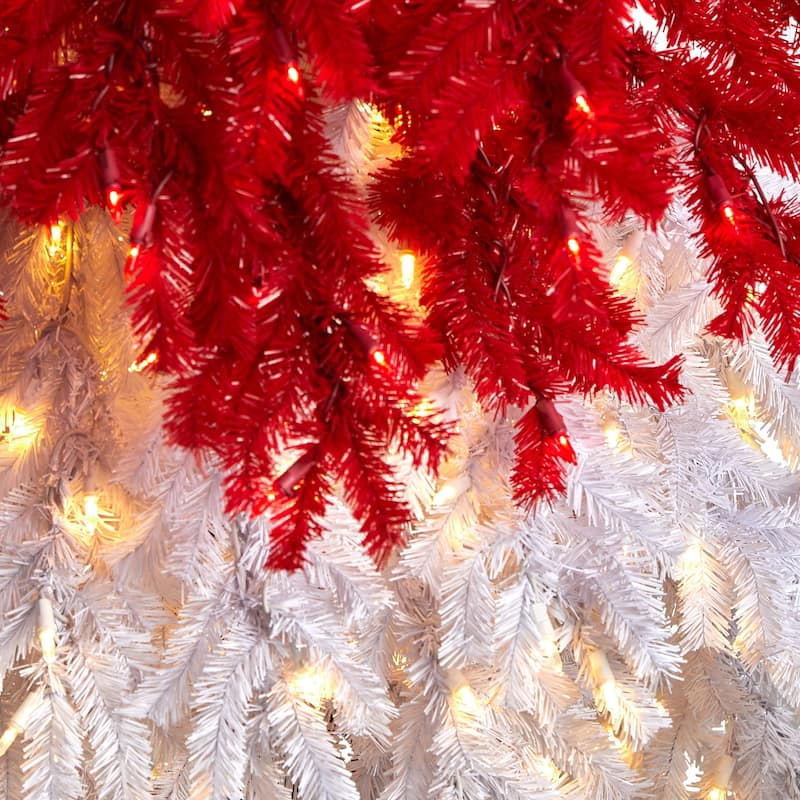9ft Christmas Tree with Lights & Stand - Festive Holiday Decor, Full & Lush Design - White - 108