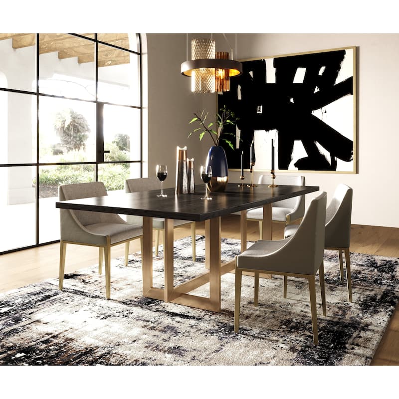 Modrest Pike Modern Black Ash & Brass Dining Table