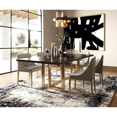 Modrest Pike Modern Black Ash & Brass Dining Table