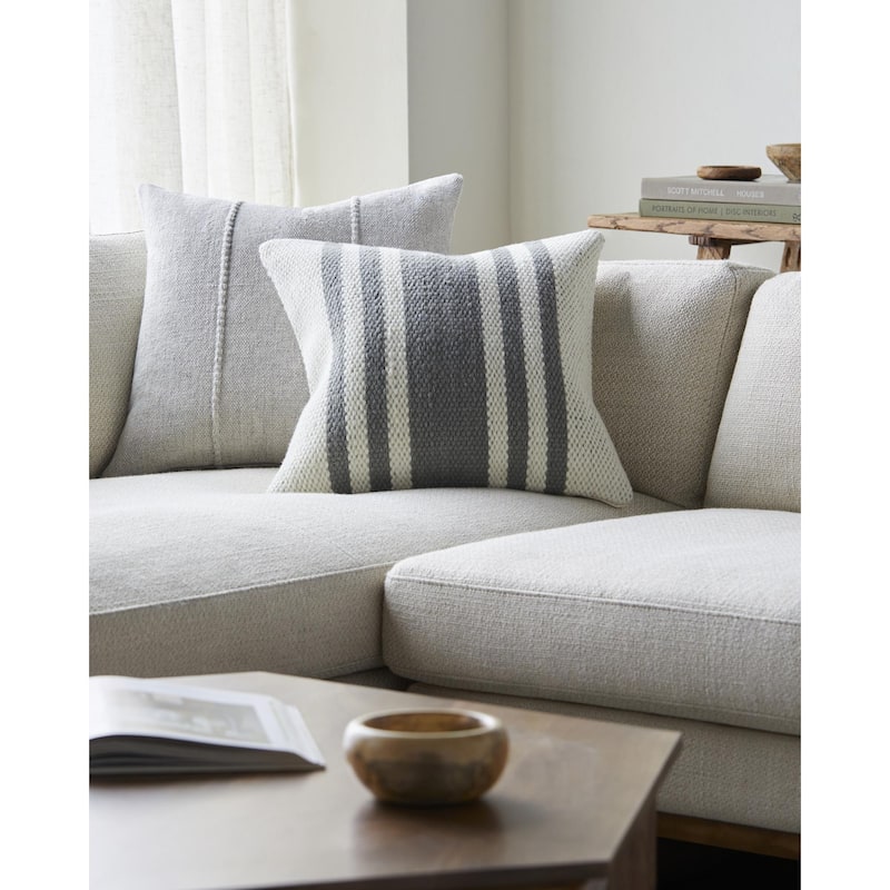 Becki Owens x Livabliss Modern Brett Lumbar Pillow Cover only - 22"L x 22"W - Cover Only - Gray