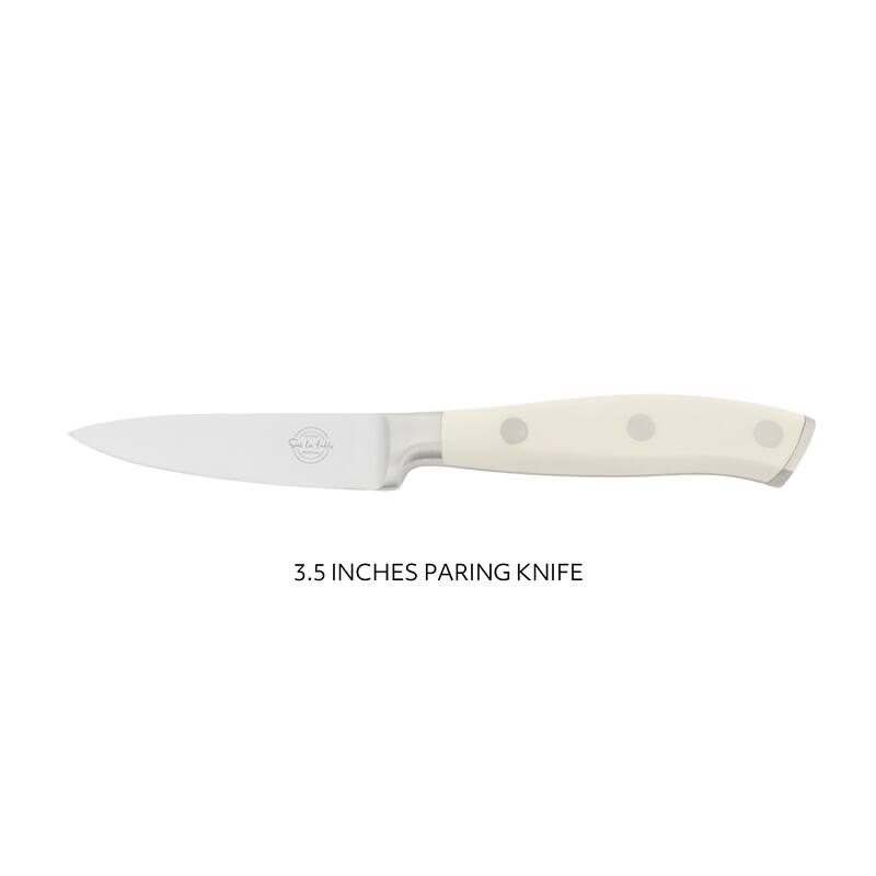 Sur La Table Kitchen Essential Tasting Kitchen German Steel Forged Full Tang Prfessional Knife with White Handle