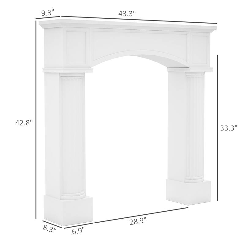 HOMCOM Modern Fireplace Mantel, Freestanding Fireplace Surround for Electric Fireplaces, 43.3" W x 39.8" H, White