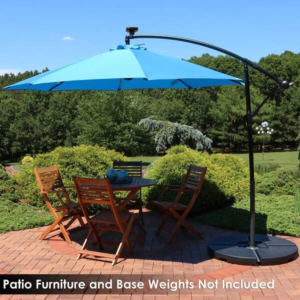 Shop Sunnydaze Offset Patio Umbrella With Solar Led Lights 9 Foot Azure Overstock 31959117