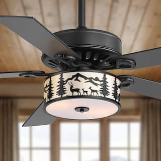 52-inch Reversible 5-Blade Caged Ceiling Fan with Light and Remote